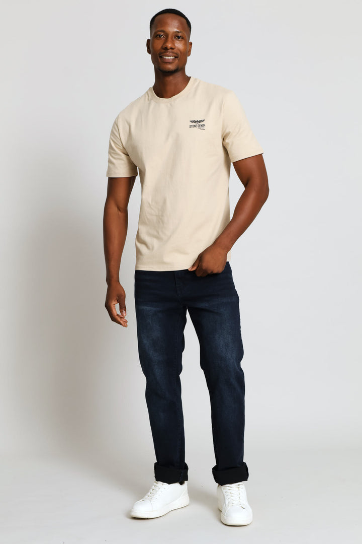 Wings Chest Print Tee - Taupe