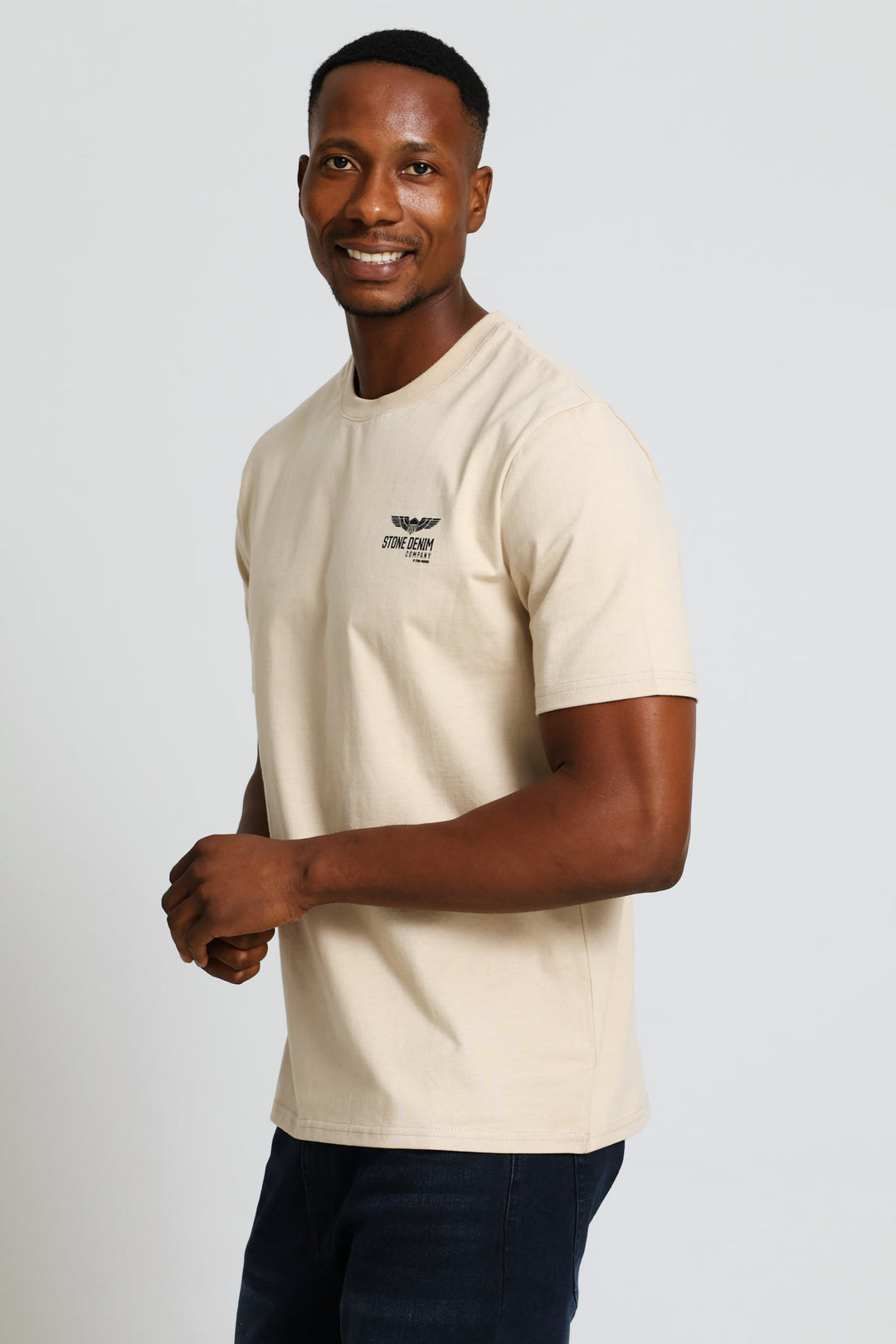 Wings Chest Print Tee - Taupe