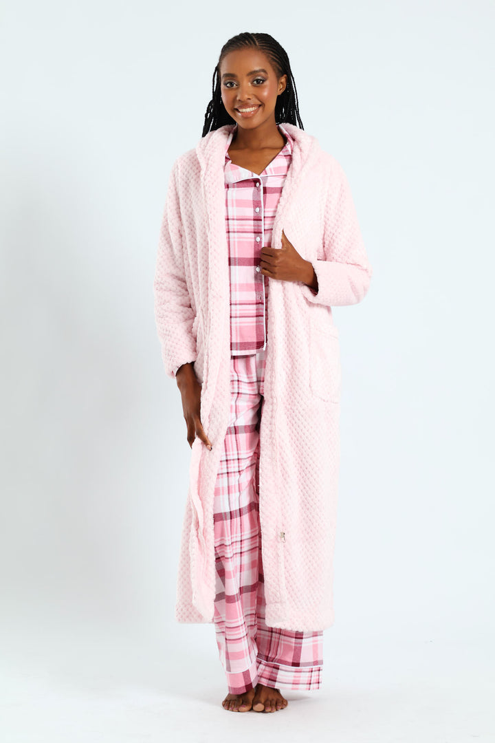 Ankle Length Zip-Through Gown - Light Pink