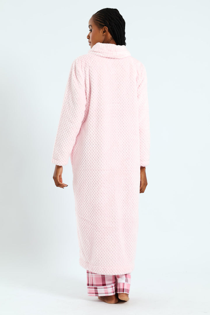 Ankle Length Zip-Through Gown - Light Pink