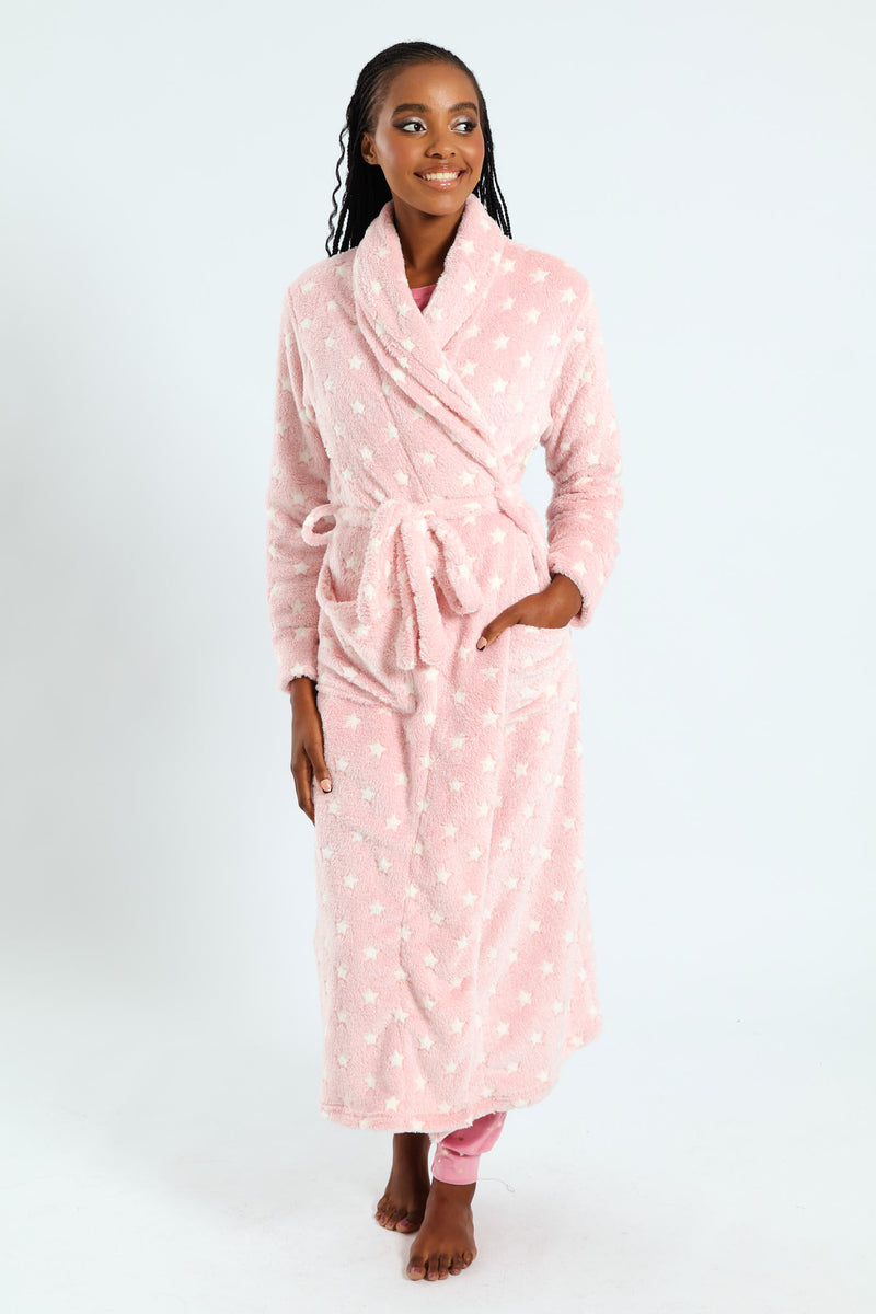 Two-Tone Stars Fluffy Gown - Pink