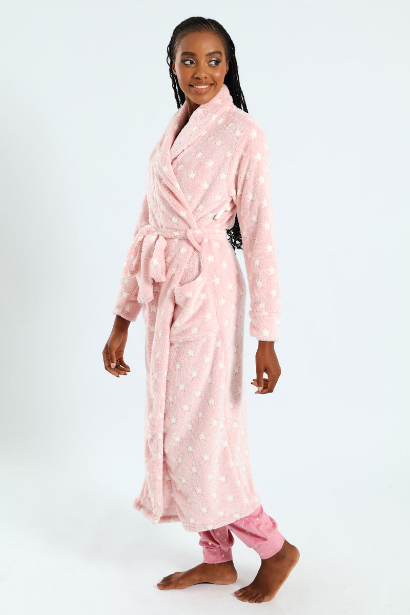Two-Tone Stars Fluffy Gown - Pink