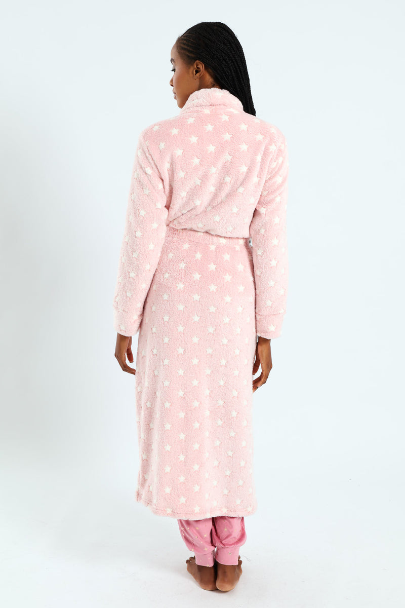 Two-Tone Stars Fluffy Gown - Pink