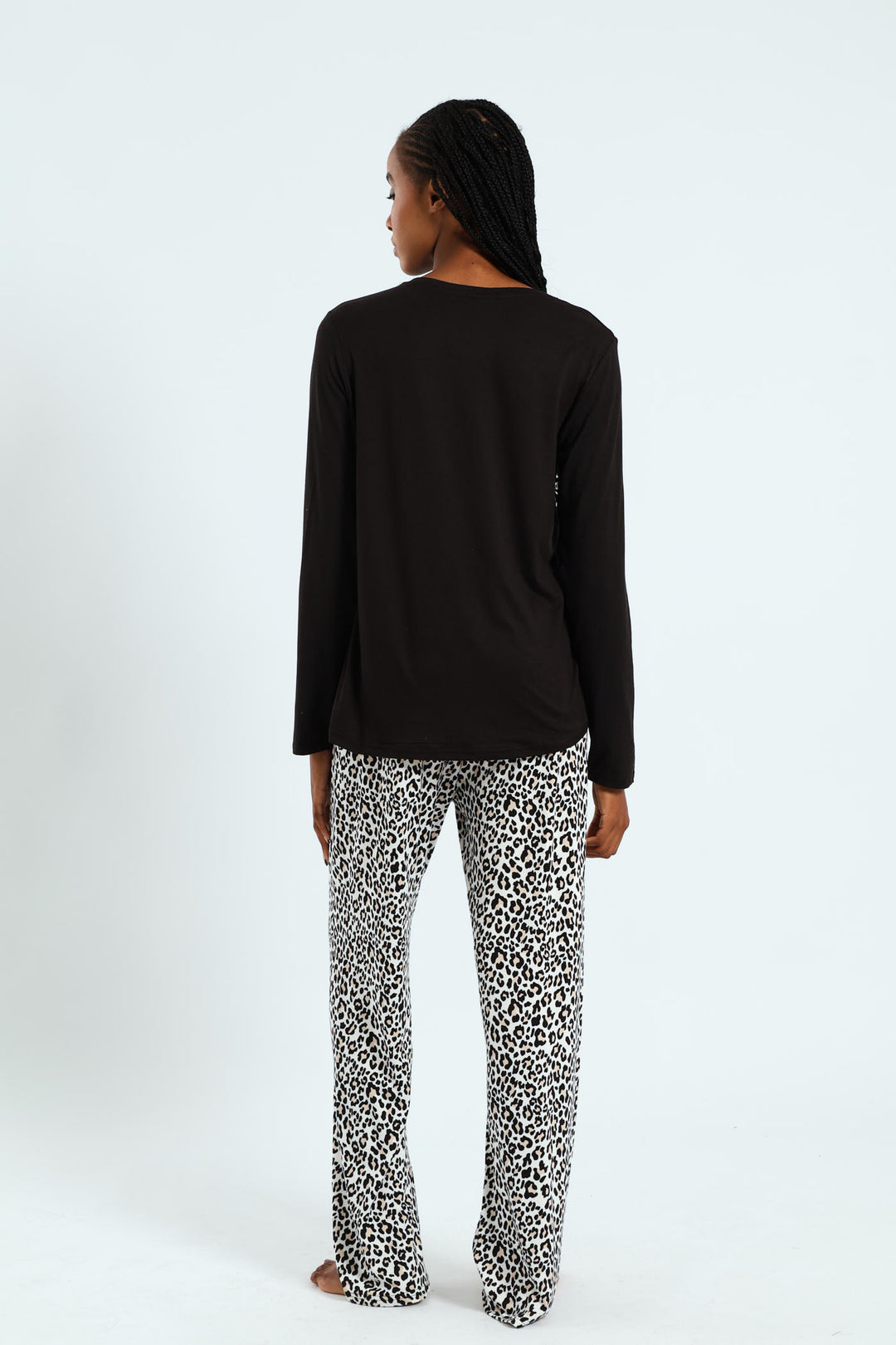 Soft Touch Long Sleeve Animal Top & Pants Set - Black