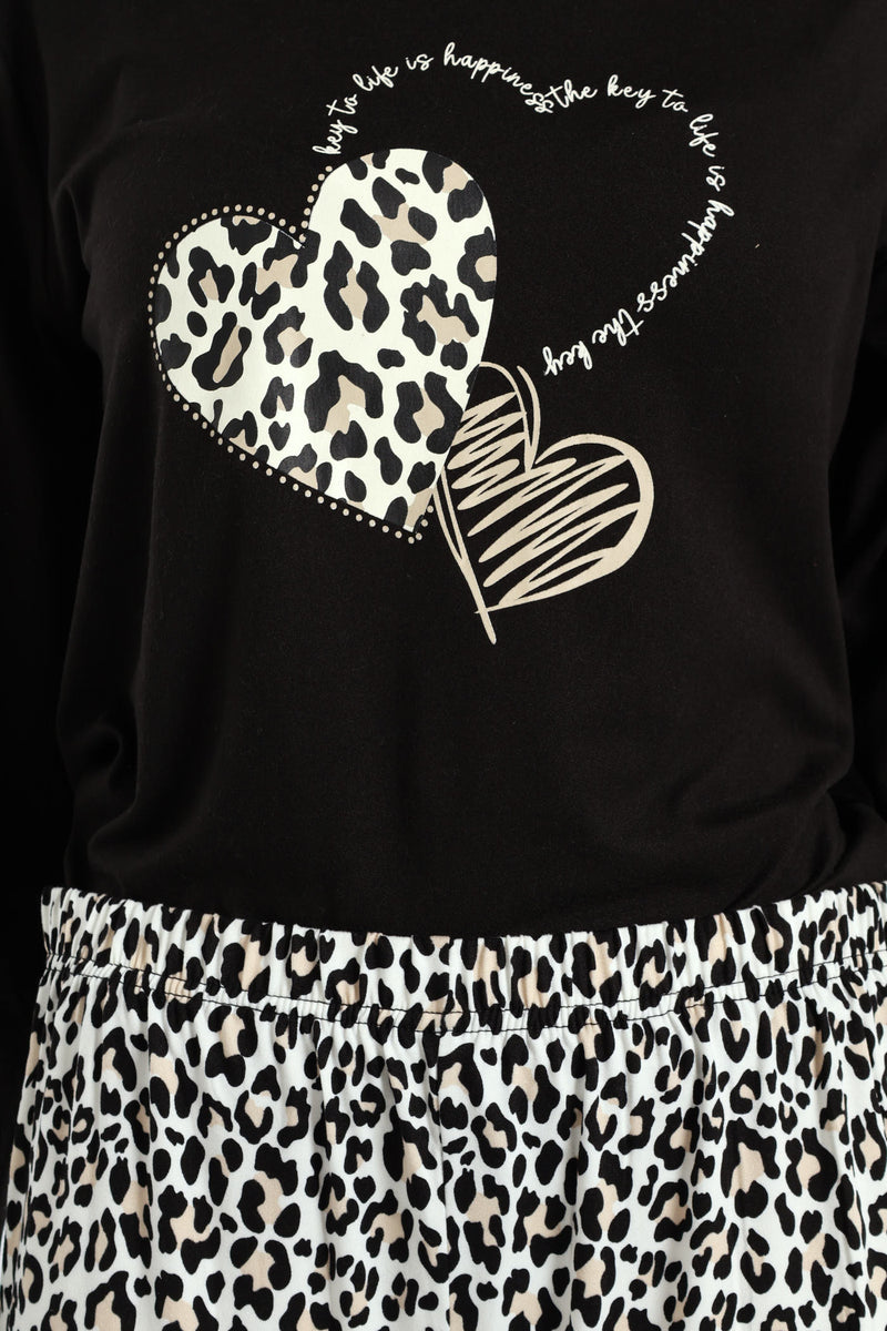 Soft Touch Long Sleeve Animal Top & Pants Set - Black
