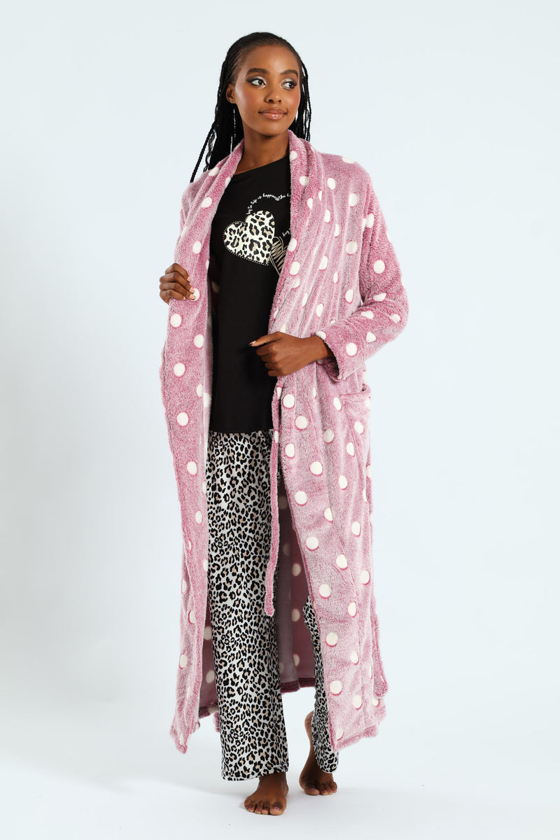 Two-Tone Spot Fluffy Gown - Burgundy