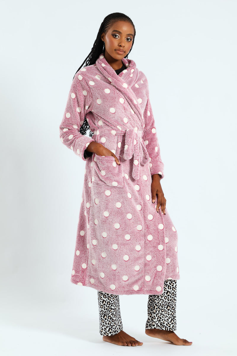 Two-Tone Spot Fluffy Gown - Burgundy