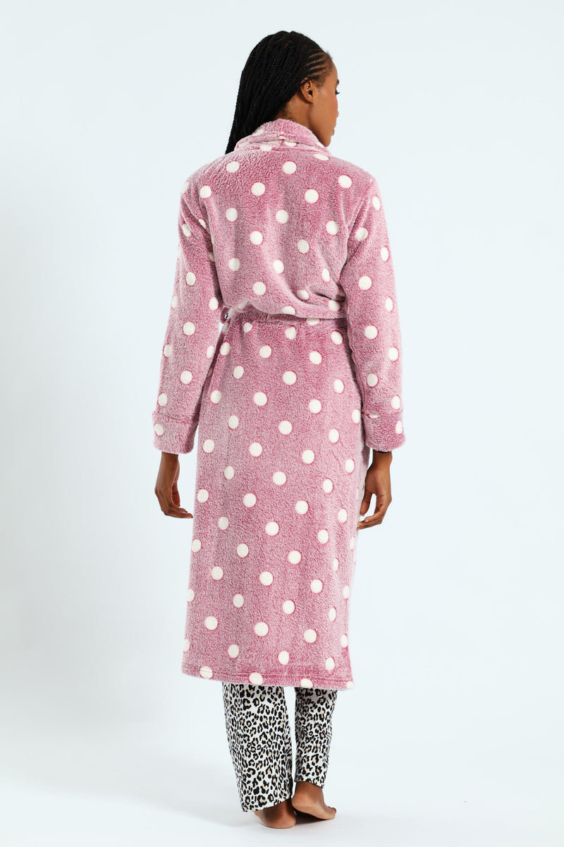 Two-Tone Spot Fluffy Gown - Burgundy