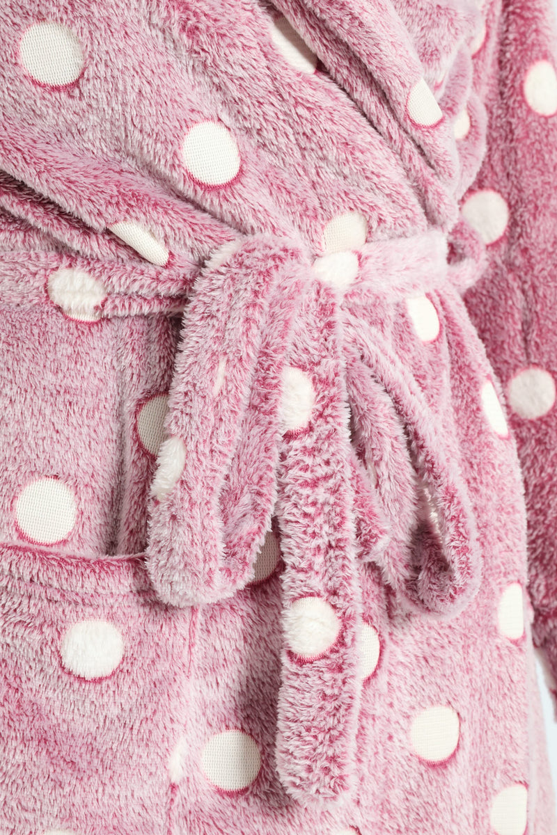 Two-Tone Spot Fluffy Gown - Burgundy