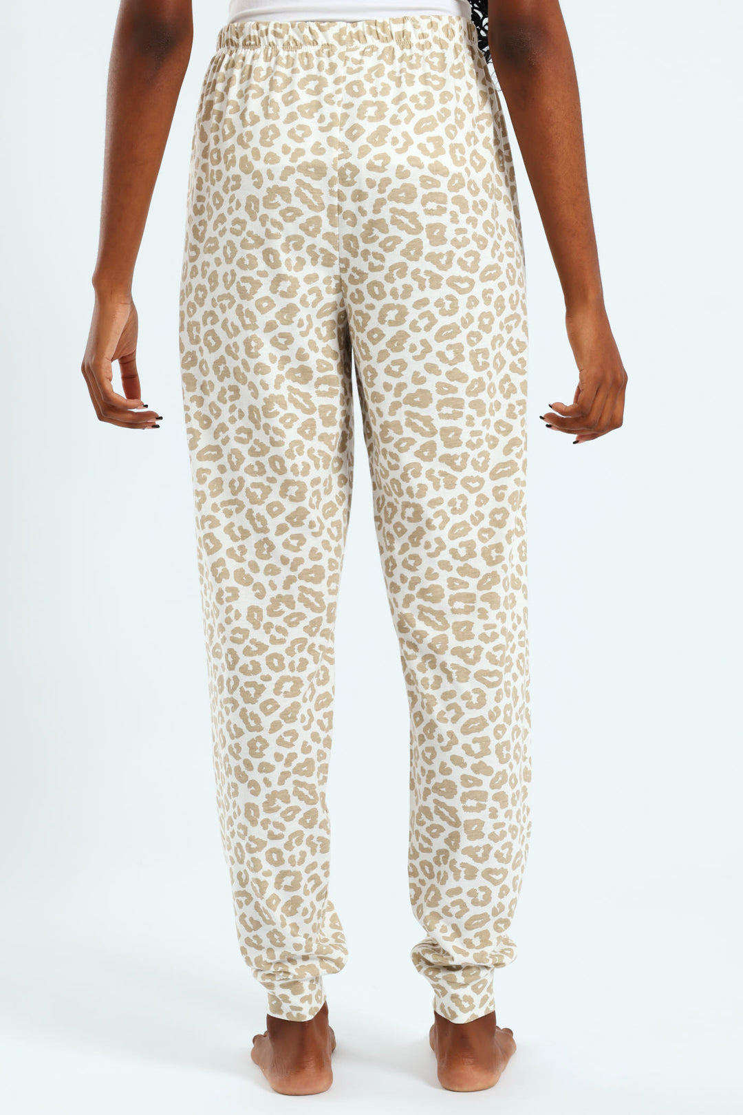 Knit Animal Print Sleep Jogger - Light Brown