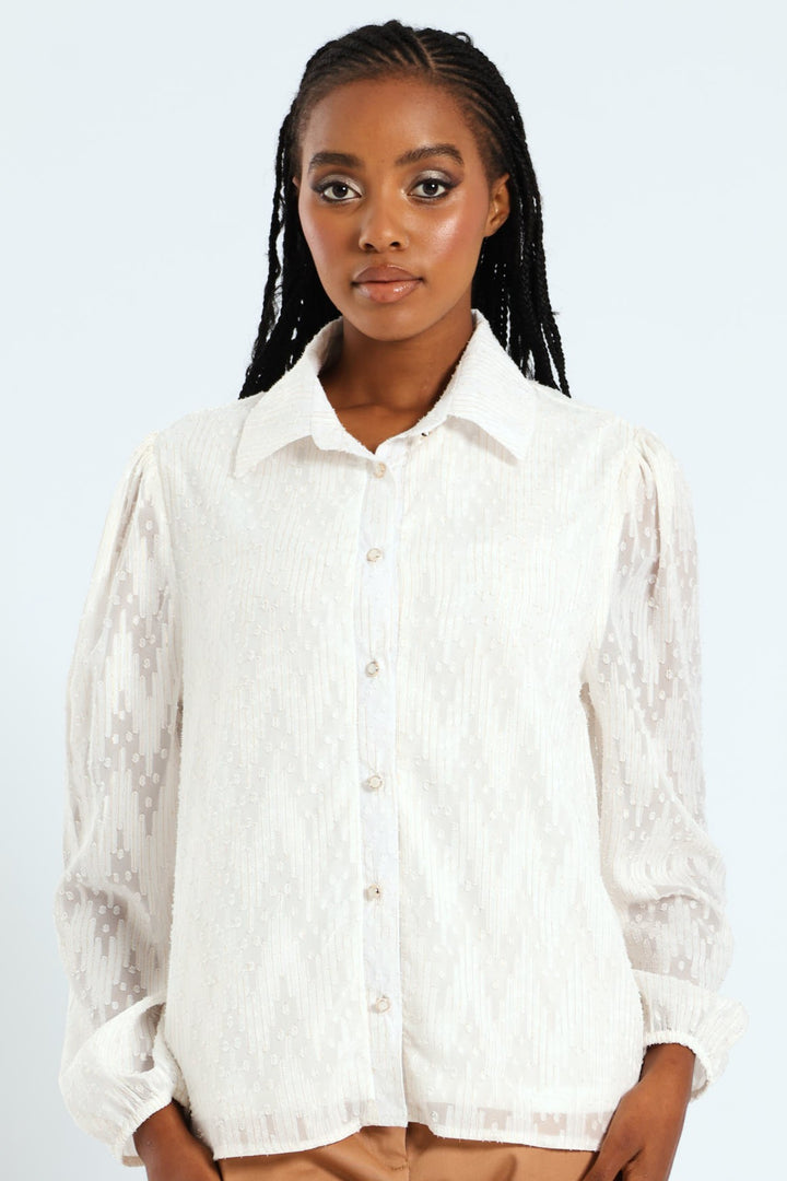 Textured Clip Spot Shirt - Cream
