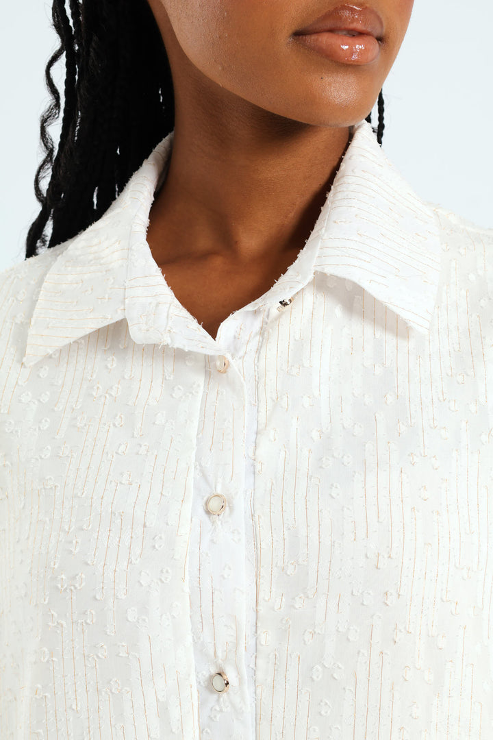 Textured Clip Spot Shirt - Cream