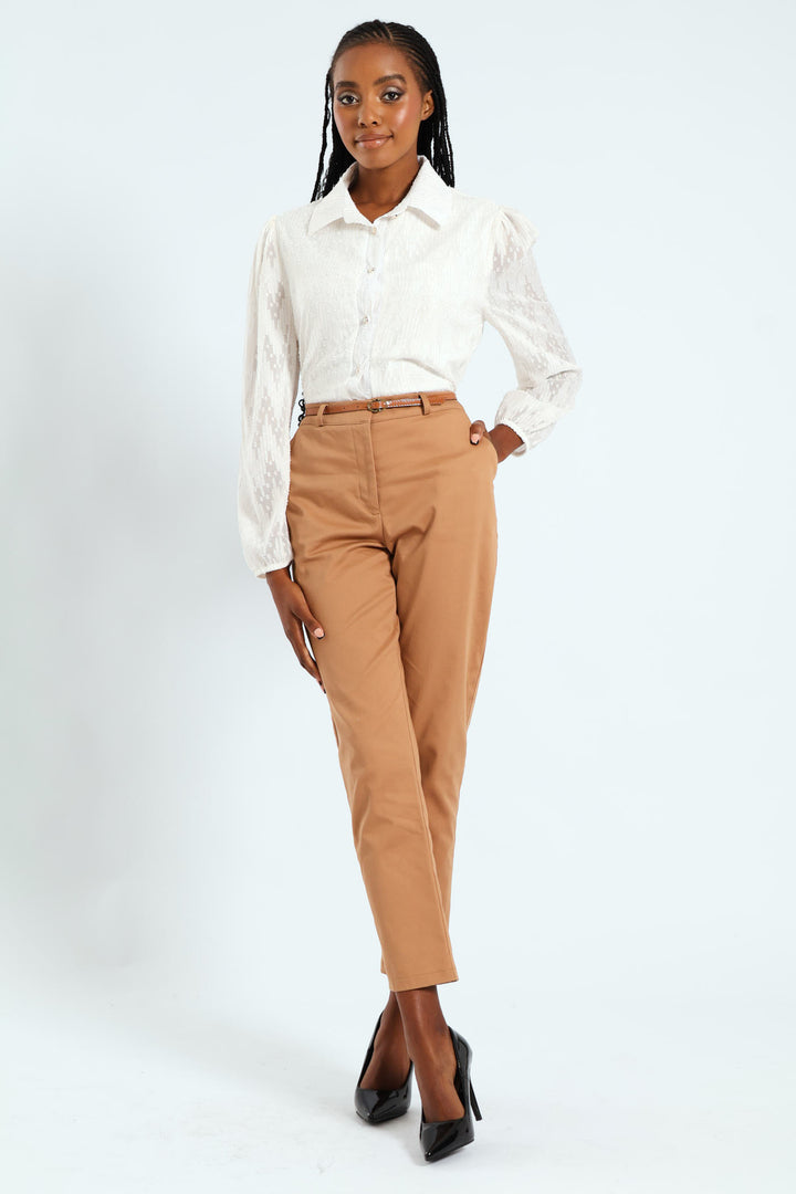 Chino Belted Pant - Stone