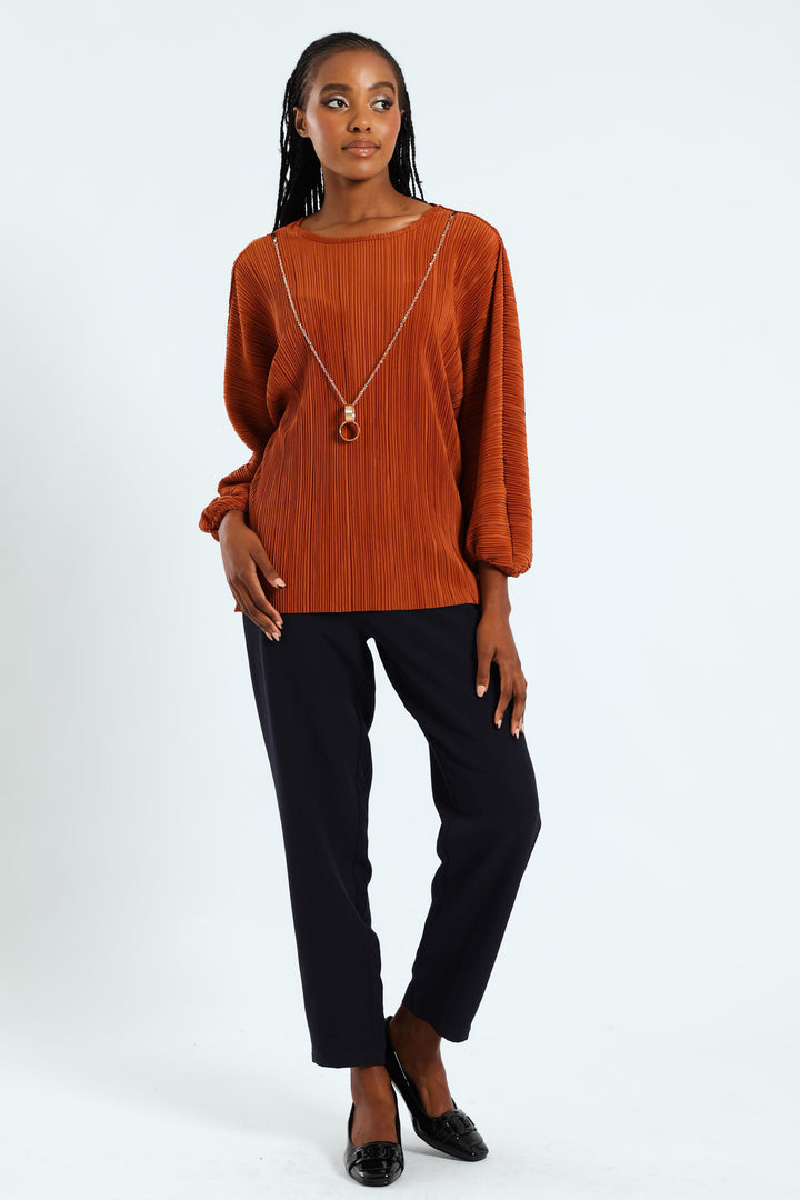 Dolman Plisse Blouse - Copper