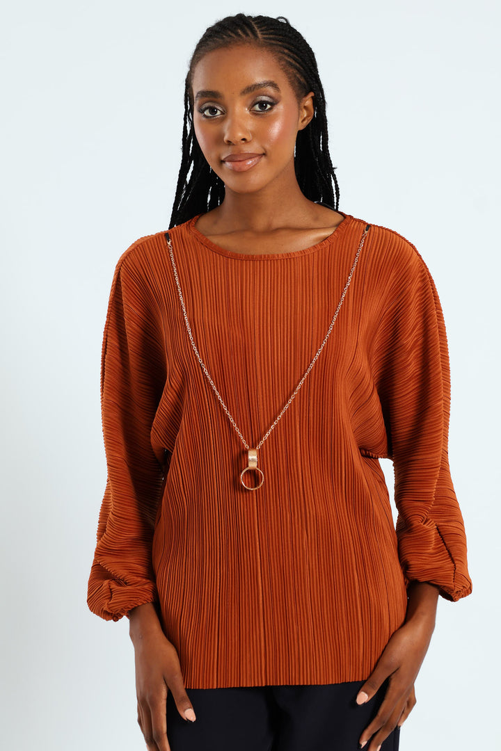 Dolman Plisse Blouse - Copper