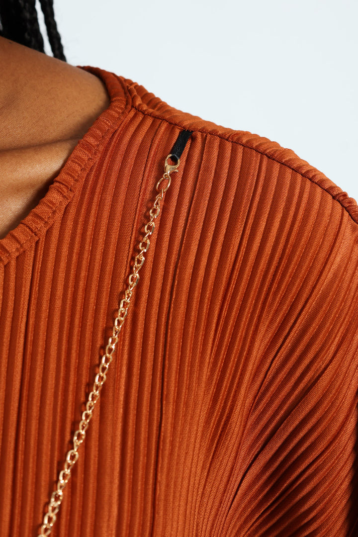 Dolman Plisse Blouse - Copper