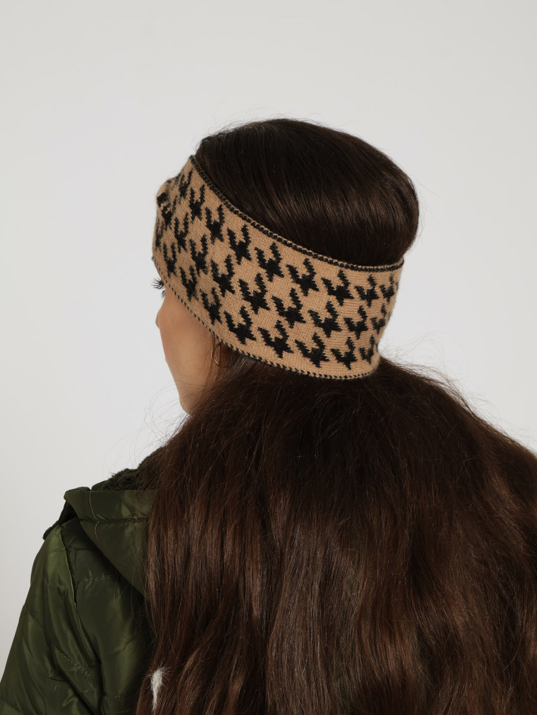 Houndstooth Twisted Headband - Caramel