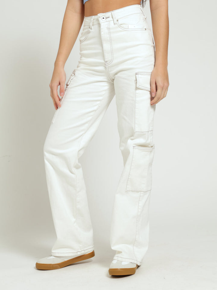 Twill 90's Cargo Denim Jean - Off White