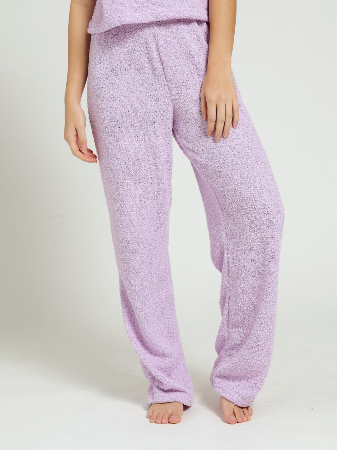 Cosy Knit Straight Leg Pj Pants - Purple