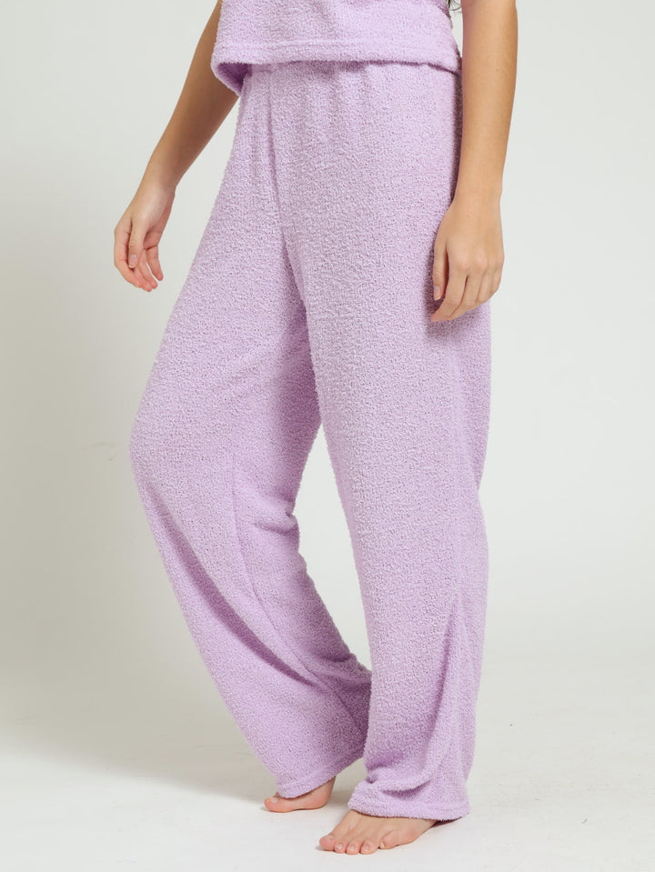Cosy Knit Straight Leg Pj Pants - Purple