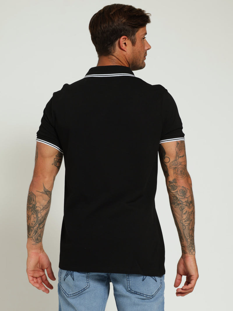 Tipped Core Polo Golfer - Black