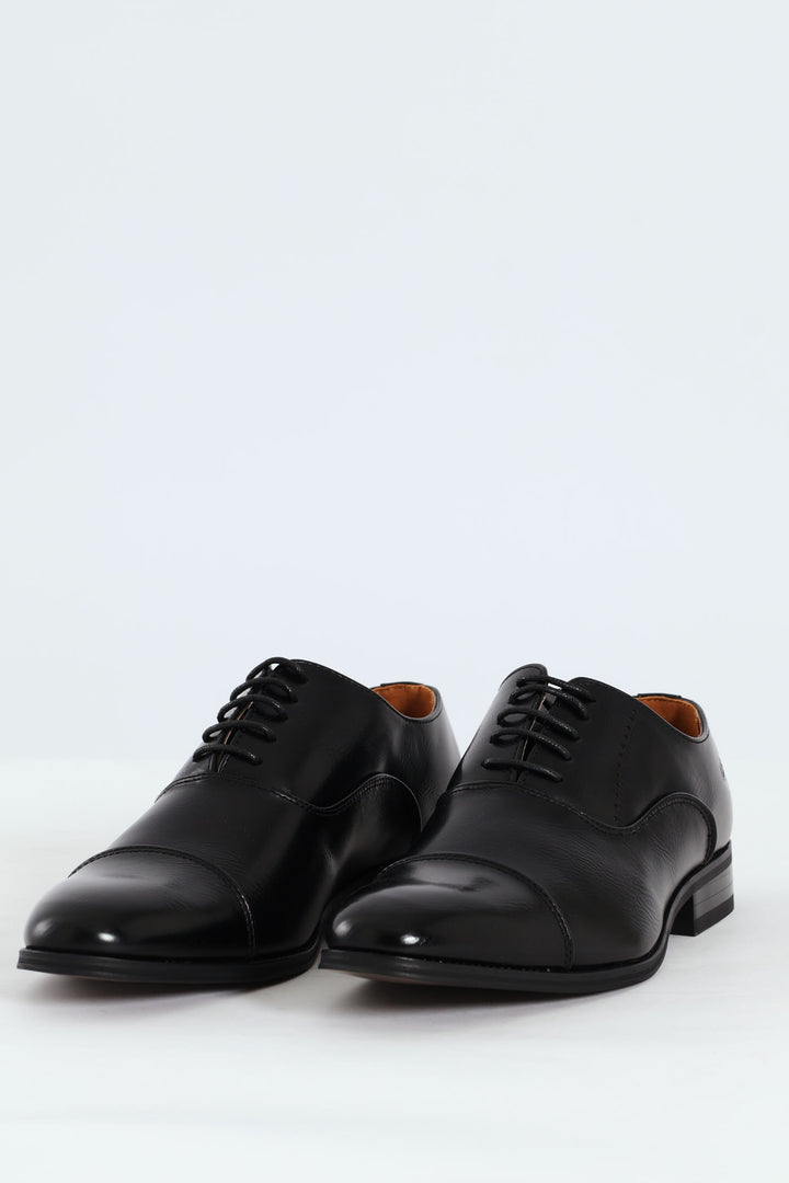 Plain Toe Cap Oxford Shoe - Black