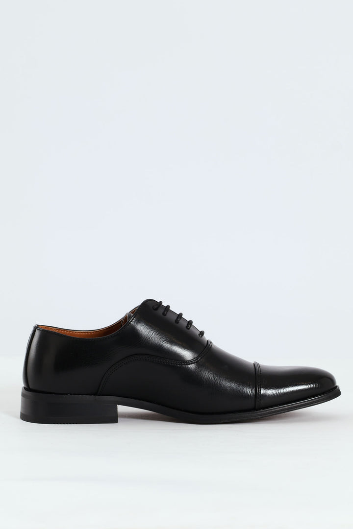 Plain Toe Cap Oxford Shoe - Black