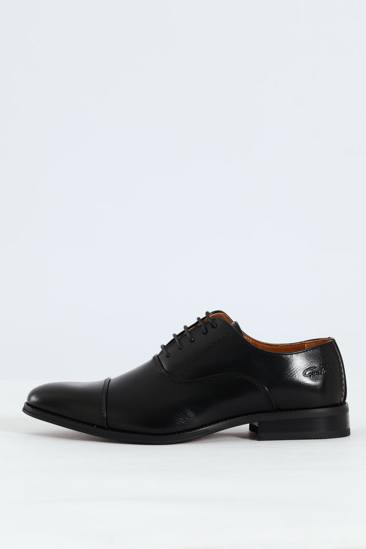 Plain Toe Cap Oxford Shoe - Black