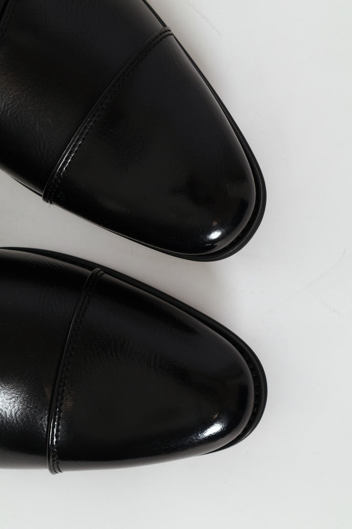 Plain Toe Cap Oxford Shoe - Black