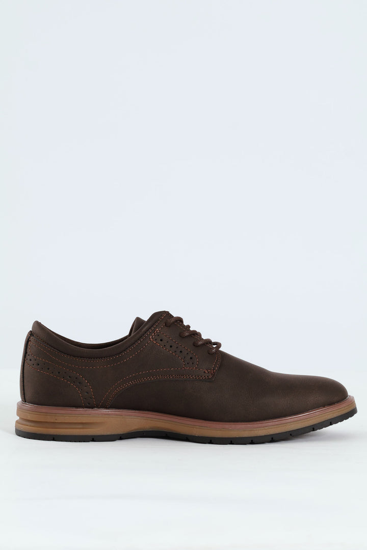 Smart Casual Lace Up Derby Shoe - Brown