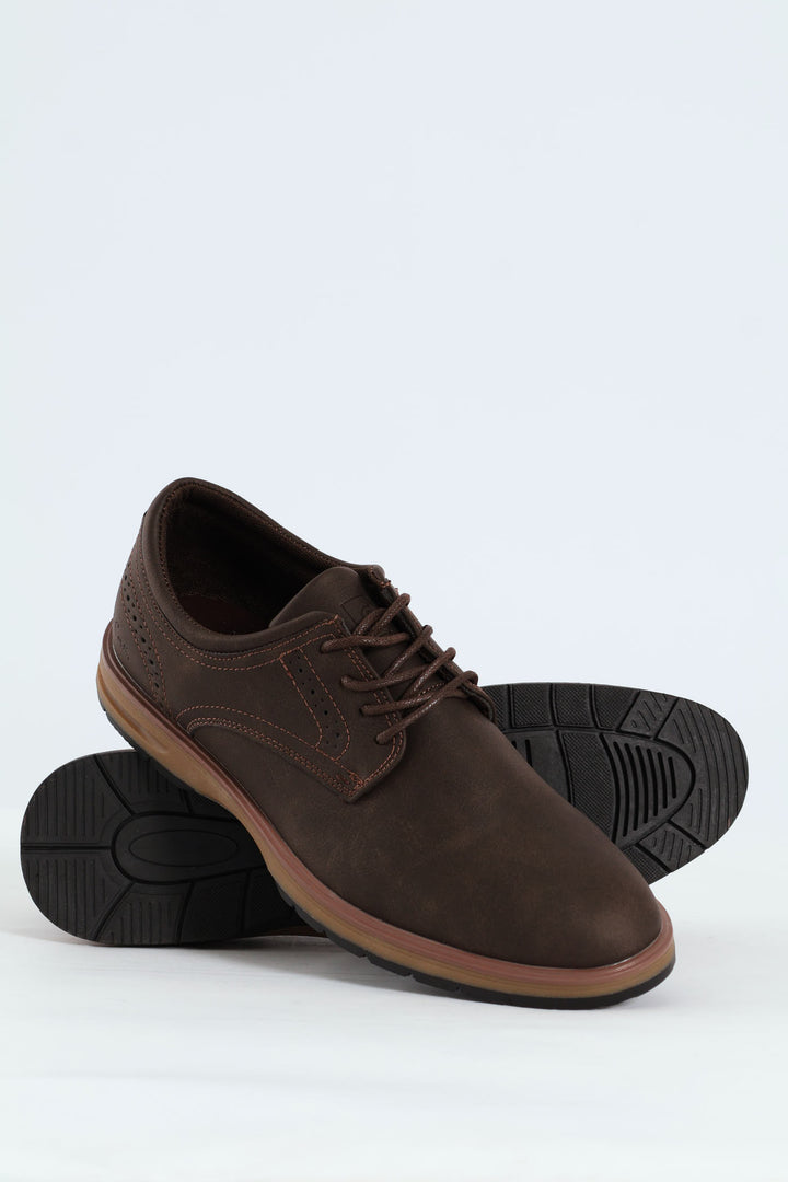 Smart Casual Lace Up Derby Shoe - Brown