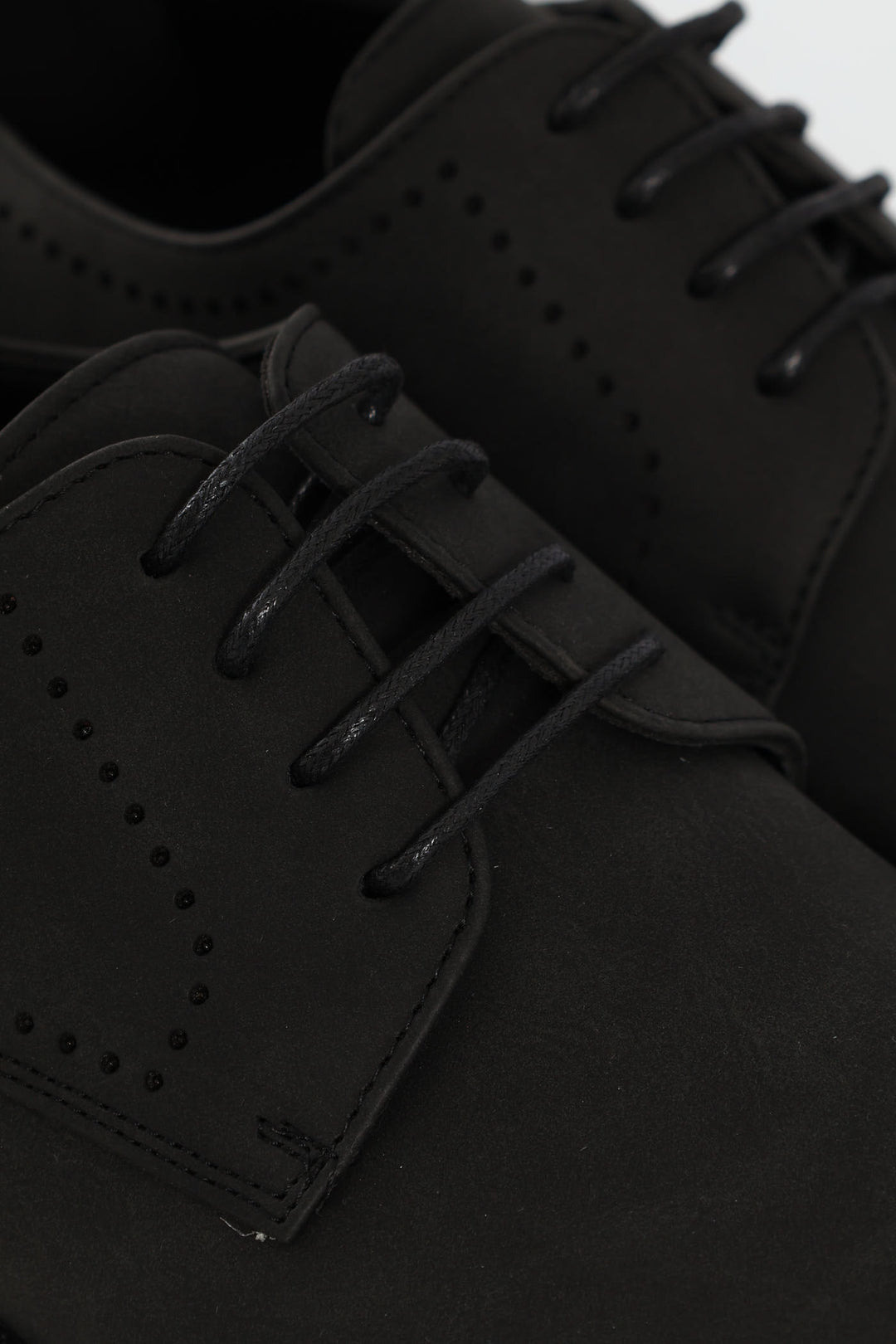 Punched Detail Smart Casual Derby Shoe - Black