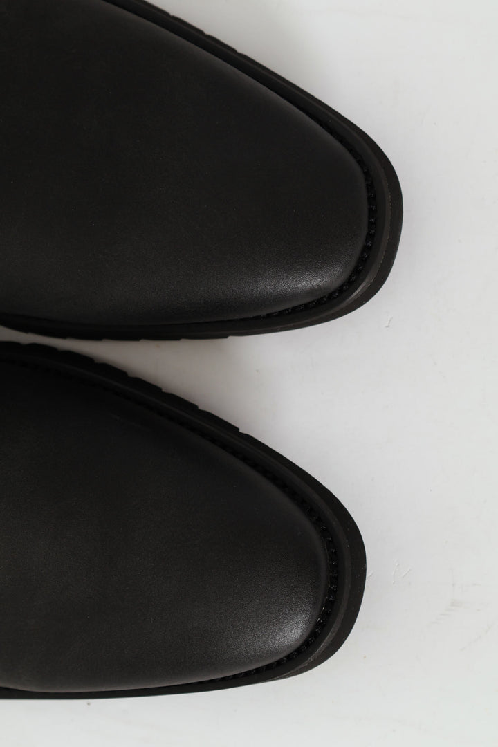 Punched Detail Smart Casual Derby Shoe - Black