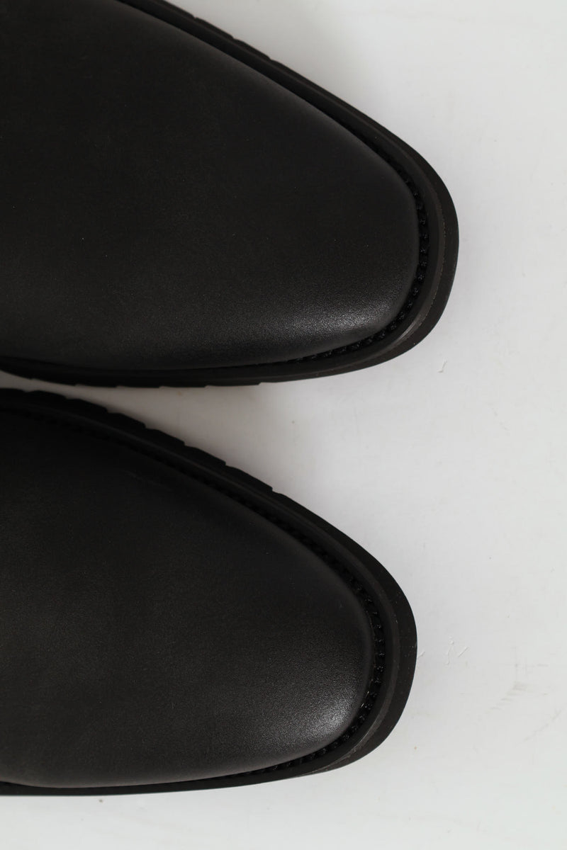 Punched Detail Smart Casual Derby Shoe - Black