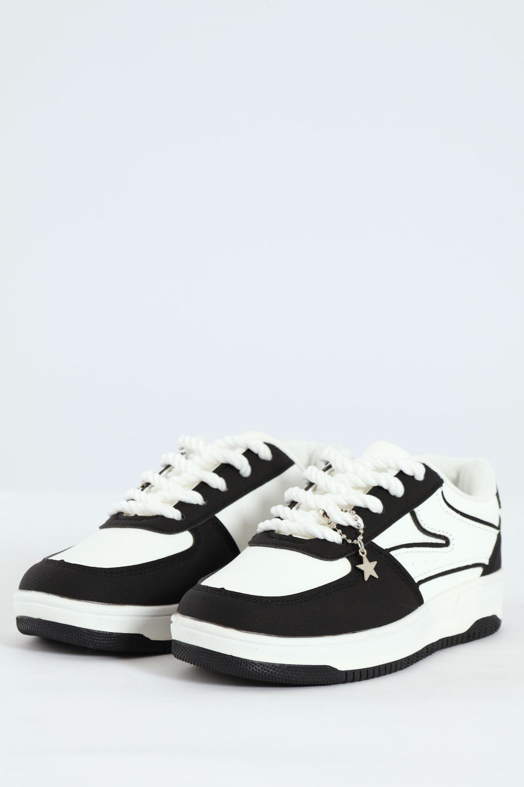 Girls Charm Court Sneaker - White/Black