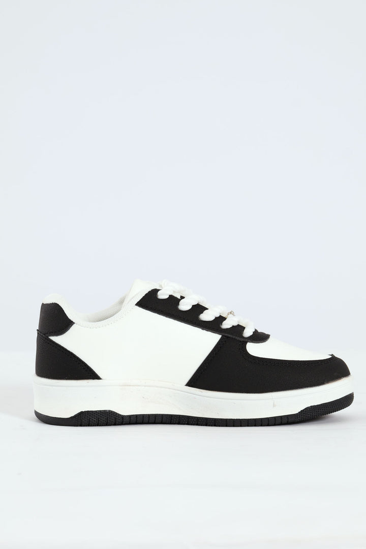 Girls Charm Court Sneaker - White/Black