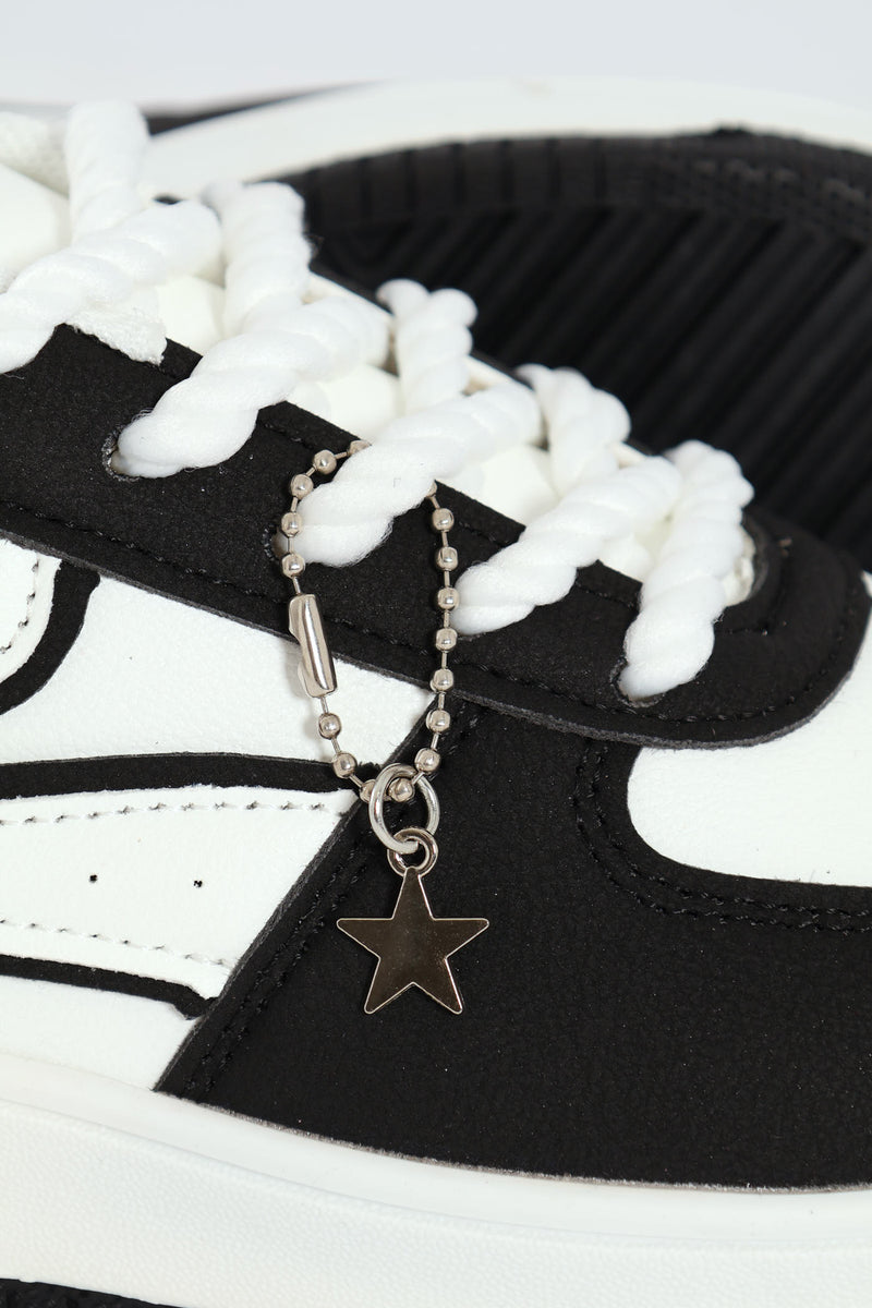 Girls Charm Court Sneaker - White/Black