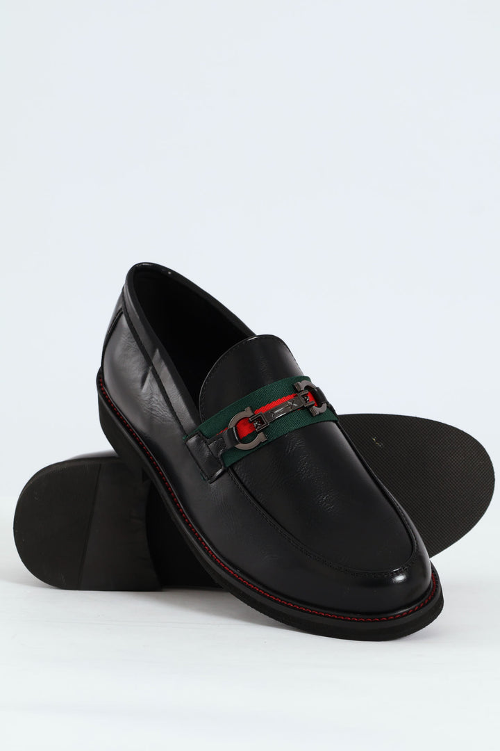 Tape & Trim Upper Detail Slip On Formal Shoe  - Black