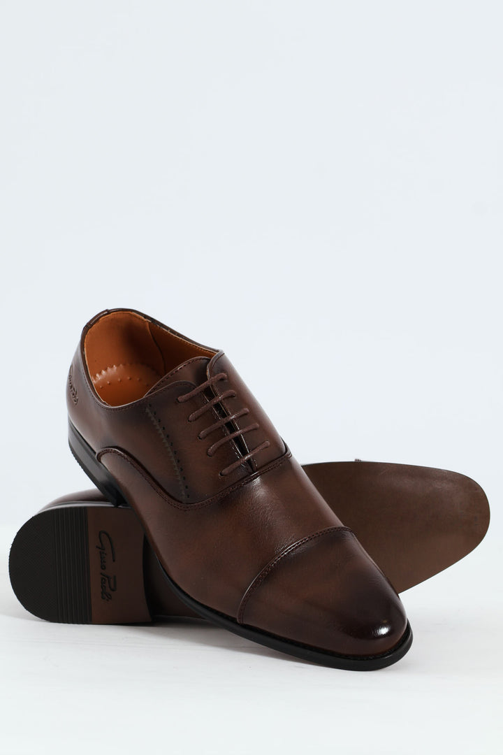 Plain Toe Cap Oxford Shoe - Brown