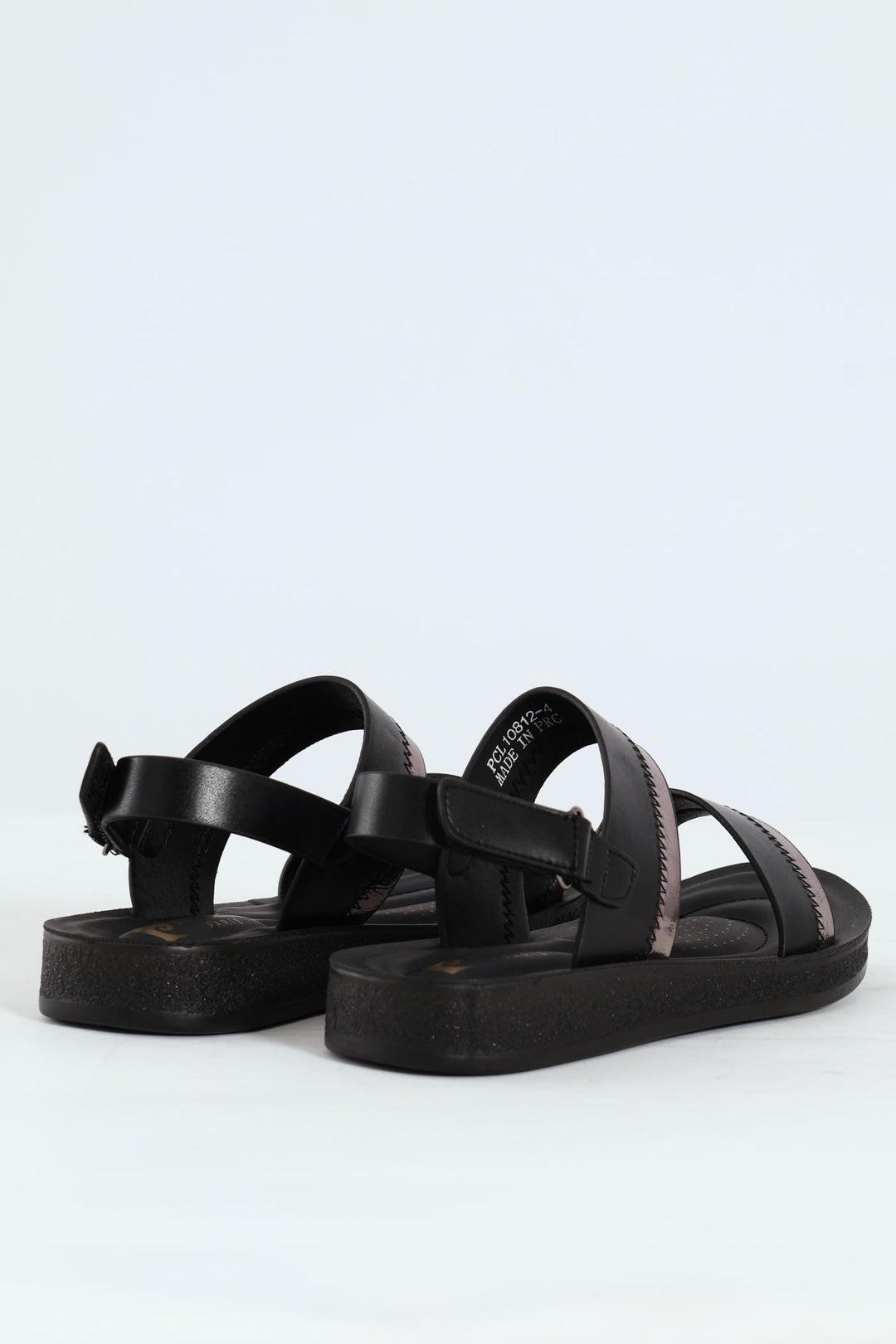 Double Strap Ankle Strap Sandal - Black