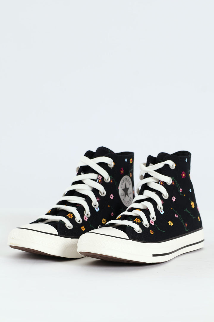 Chuck Taylor All Star Embroidered Floral Sneaker - Black