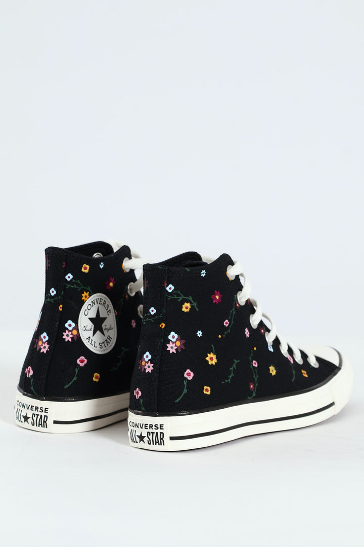 Chuck Taylor All Star Embroidered Floral Sneaker - Black