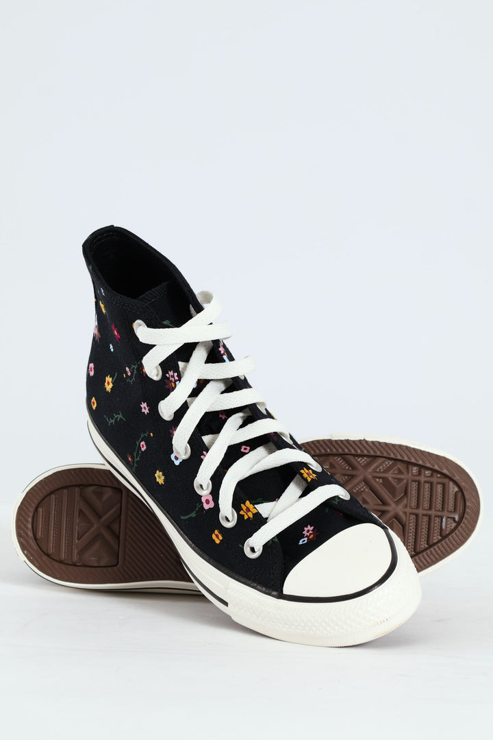 Chuck Taylor All Star Embroidered Floral Sneaker - Black