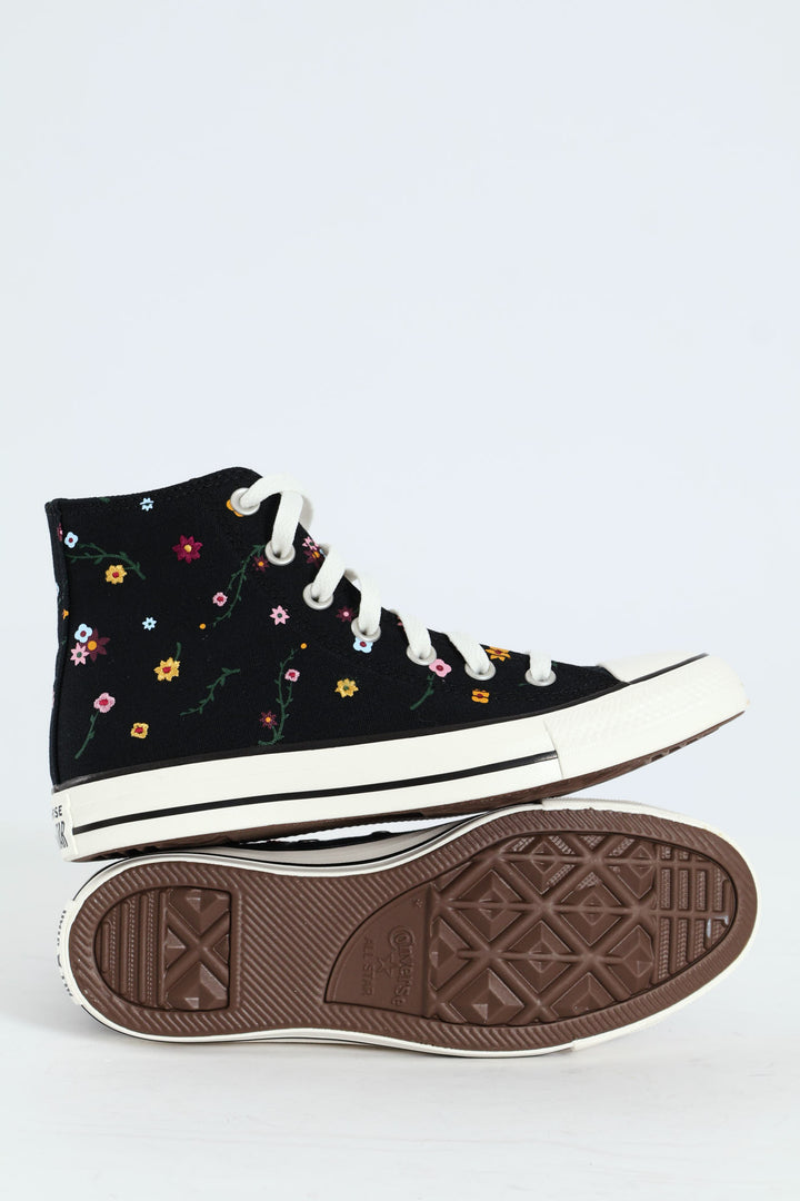 Chuck Taylor All Star Embroidered Floral Sneaker - Black
