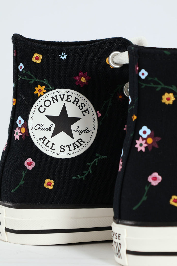 Chuck Taylor All Star Embroidered Floral Sneaker - Black