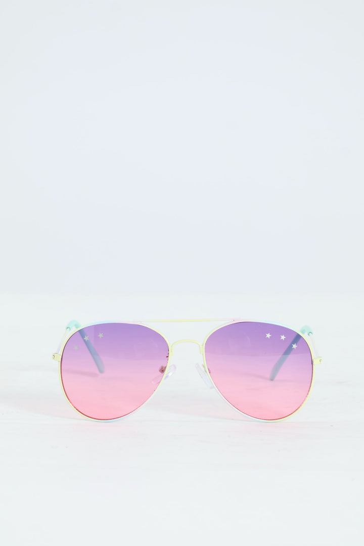 Pre-Girls Pastel Metal Aviator Sunglasses - Multi