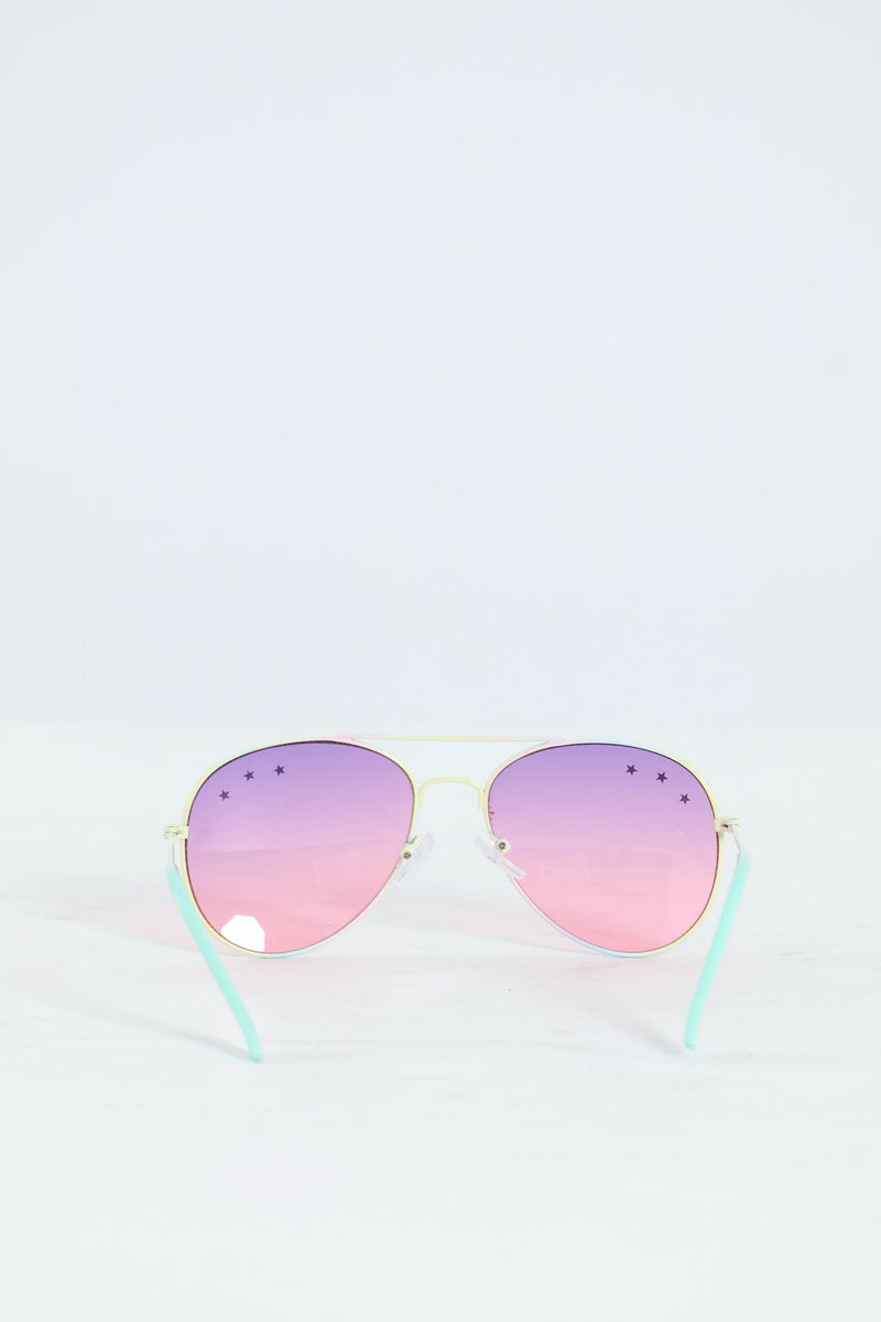 Pre-Girls Pastel Metal Aviator Sunglasses - Multi
