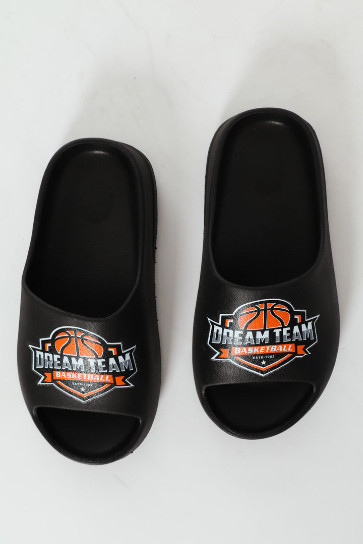 Boys Basketball Slide Sandal - Black