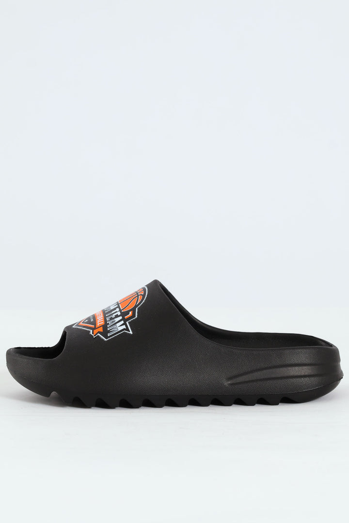 Boys Basketball Slide Sandal - Black