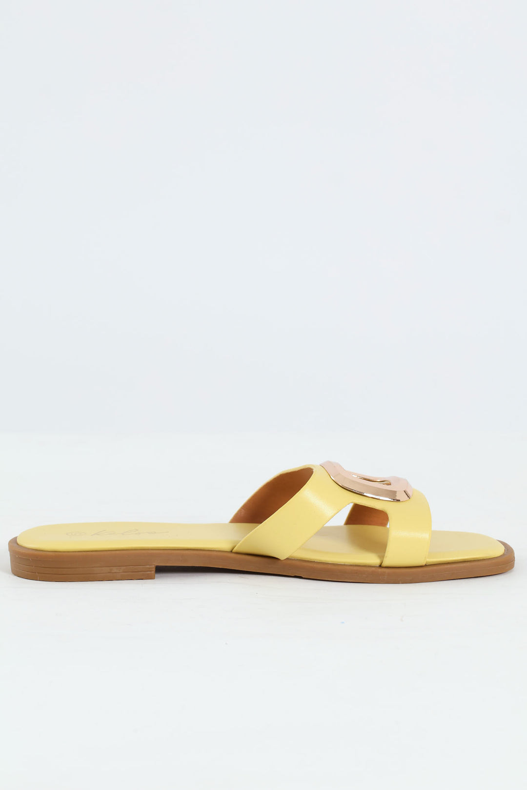 Large Oval Trim Single Band Mule Sandal - Lemon